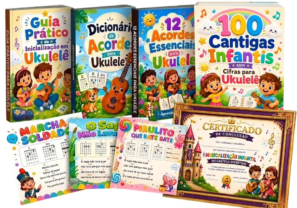 Plano Completo - 100 cantigas infantis com cifras para ukulele e bônus